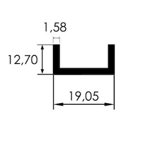 Pu207 Preto Pintado (19.05mm / 12.70mm / 1.58mm) 