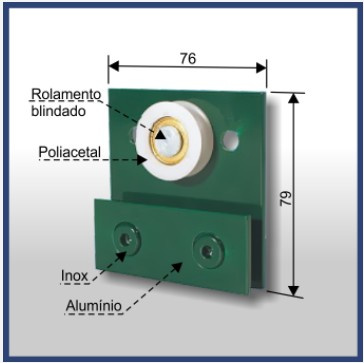 1122s - Carrinho Simples (2 Furos) P/ Porta 1030 (portas 30kg) Marrom 