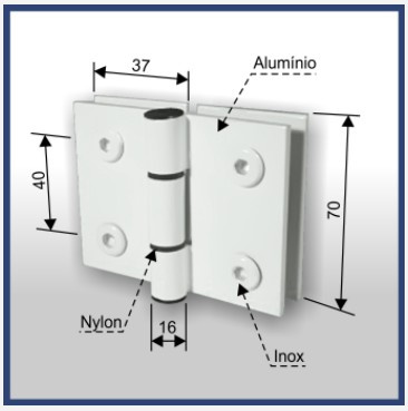 1131 - Dobradica Maxim-ar V/v (40mm Entre Furos) Metalico 