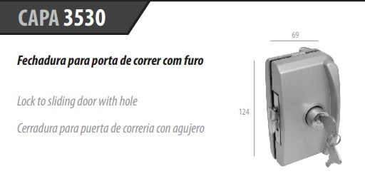 1510x Al Ind. Preto - Fechadura Porta De Correr L.capa 