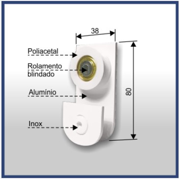 1122m - Mini Carrinho Simples (1 Furo) P/ Porta 1030 (portas 20kg) Branco 