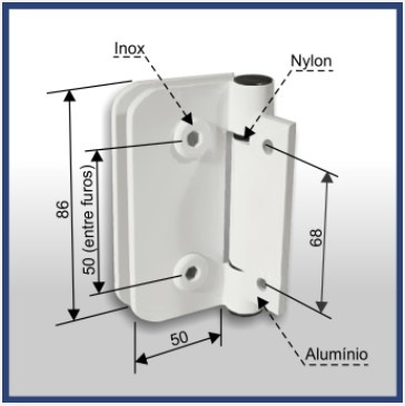 1133 - Dobradica Maxim-ar V/a (50mm Entre Furos) Metalico 
