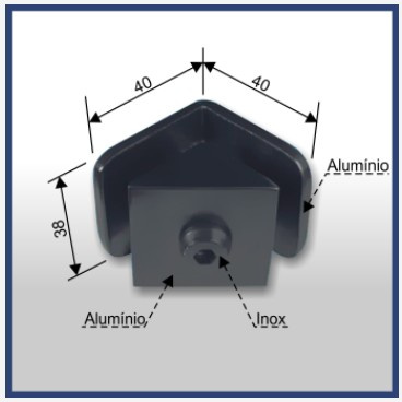 1322 - Suporte De Centro Para Uniao De 2 Vidros 90º Marrom 