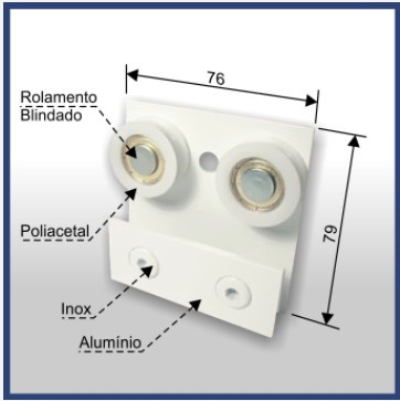 1122 - Carrinho Duplo Para 1030 (portas Ate 80kg) Preto 