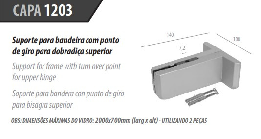 1203 Al Ind. Preto - Suporte De Bandeira Para Dobradica L.capa 