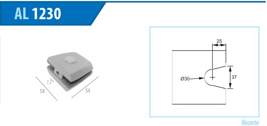 1230 Al Ind. Branco - Dobradica Bucha Para Basculante 50 X50mm 