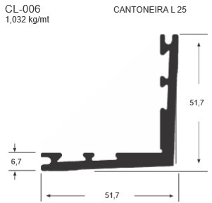 Cl006 Natural (cantoneira Linha 25) - Perfil 3mt 