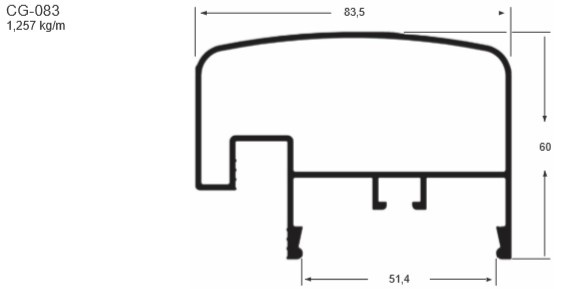 Cg083 Branco - Corrimao Vidro Meio Redondo 