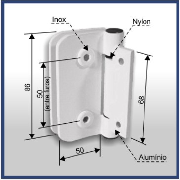 1115 - Dobradica Simples Para Box Marrom 